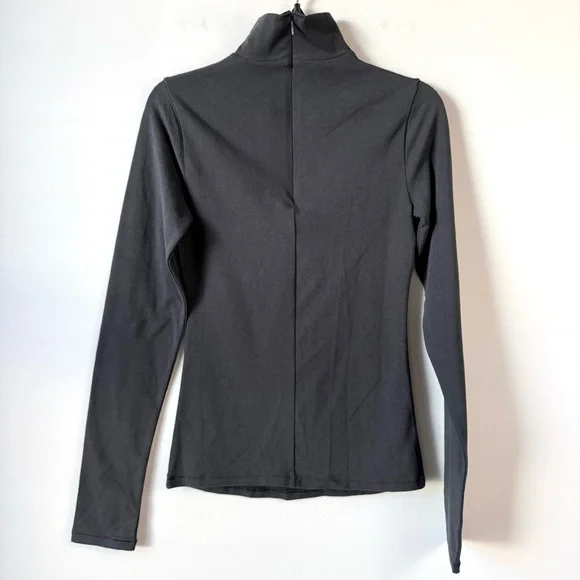 Skims Cotton Jersey Turtleneck Long Sleeve Top Soot Black S - Picture 7 of 9